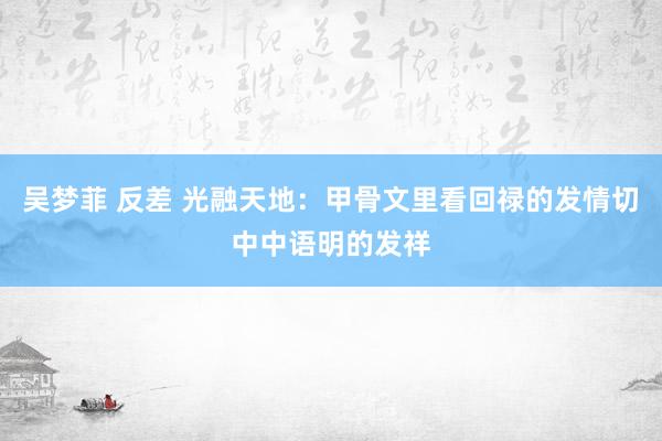 吴梦菲 反差 光融天地：甲骨文里看回禄的发情切中中语明的发祥